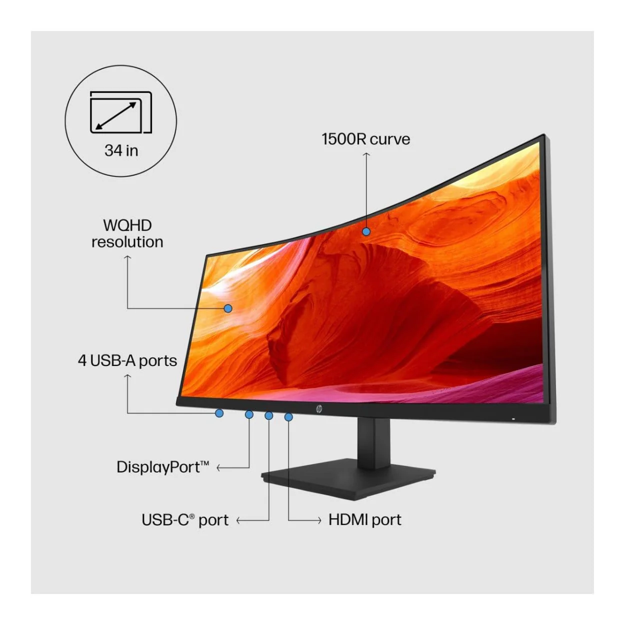 HP P34hc G4 34-inch 3440 x 1440p WQHD 21:9 100hz 5ms VA Curved Monitor 21Y56AA - Image 17